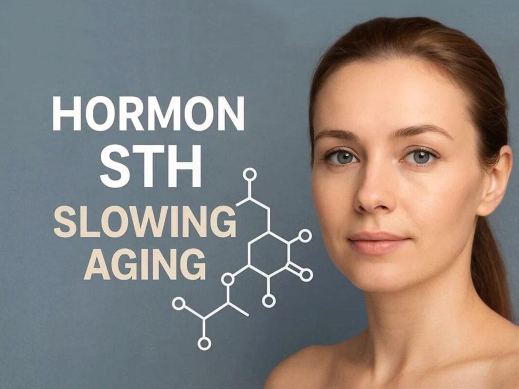 Somatotropni hormon STH i anti-aging procesi – edukativna medicinska ilustracija.